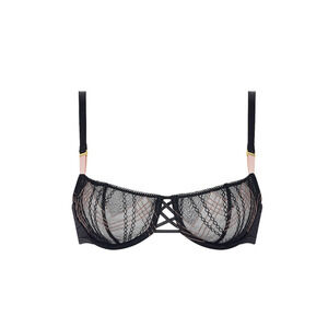 Chantelle Memento Embroidered Demi Balconette Bra Black 32B 1096
